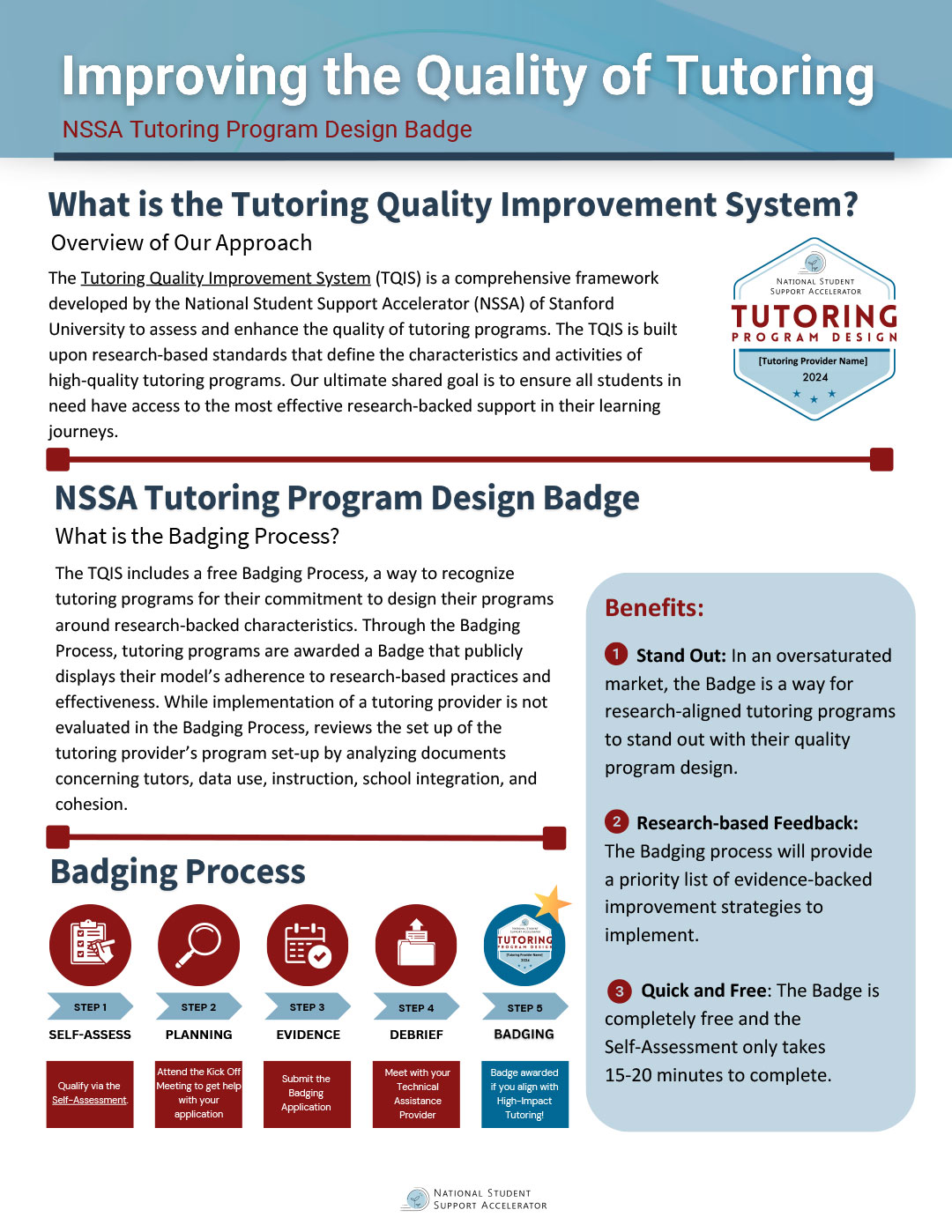 Improving the Quality of Tutoring - NSSA Tutoring Program Design Badge